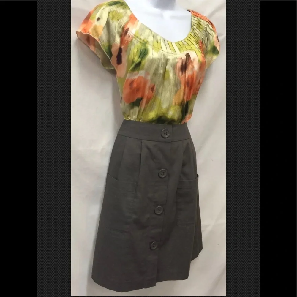 TABITHA Anthropologie Dress Zoya Lined Silk Blouse Mini Career Floral Watercolor
